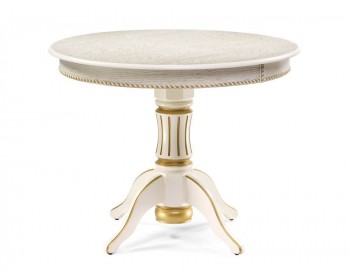 Кухонный стол Павия крем с золотой патиной деревянный