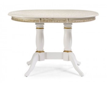 Обеденный стол Кантри крем с золотой патиной деревянный