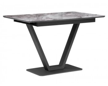 Кухонный стол Бугун мрамор серый / черный стеклянный