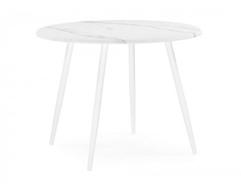 Обеденный стол Абилин х мрамор белый / белый матовый деревянный