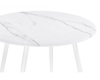 Кухонный стол Абилин х мрамор белый / белый матовый деревянный