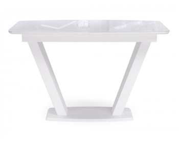Кухонный стол Петир ()х ультра белый / белый / камень белый стекл