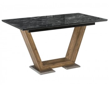 Кухонный стол Иматра мрамор черный / черная шагрень деревянный