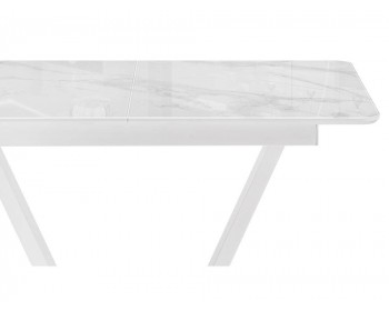 Кухонный стол Бугун хх белый мрамор / белый стеклянный