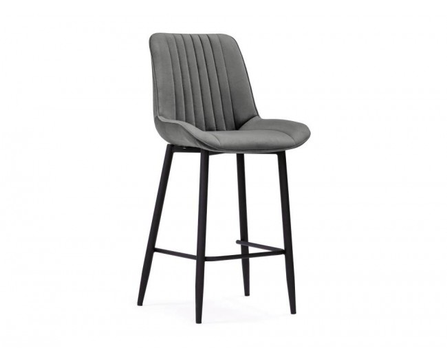 Седа велюр темно-серый  / черный Барный стул фото