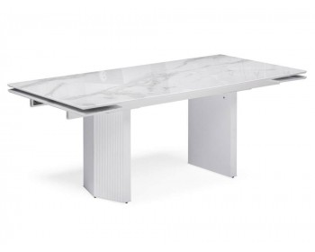Кухонный стол Стеклянный Монерон ()хх белый мрамор / белый