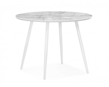 Обеденный стол Абилин х белый мрамор / белый стеклянный