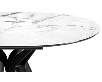 Обеденный стол Рикла ()хх белый мрамор / черный стеклянный