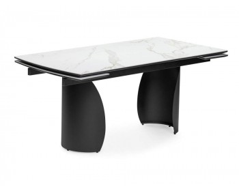 Обеденный стол Готланд ()хх белый мрамор / черный Керамический