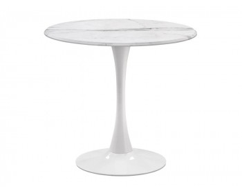 Обеденный стол Тулип х мрамор белый / белый деревянный