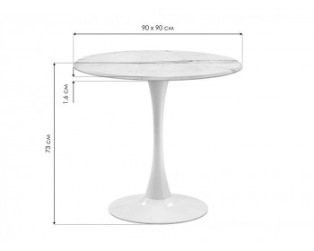 Обеденный стол Тулип х мрамор белый / белый деревянный