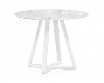 Обеденный стол Норфолк белый мрамор / белый стеклянный