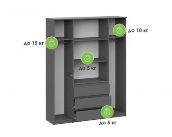 Шкаф Сибити четырехстворчатый графит серый