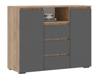 Комод Элла КМ 0 серый графит / дуб крафт золото