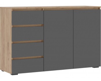 Комод Элла КМ 0 серый графит 0 / дуб крафт золото