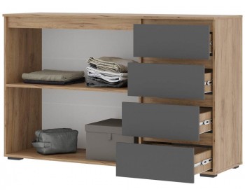 Комод Элла КМ 0 серый графит 0 / дуб крафт золото