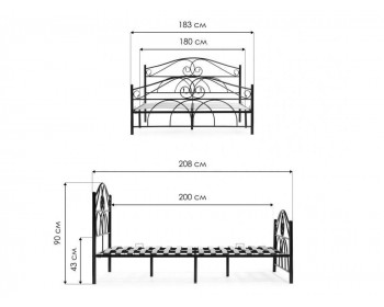 Морика 180х200 черная Кровать