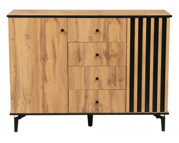 Комод Либерти .0 дуб вотан / черный / профиль Masa Decor дуб вотан