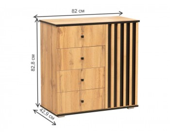 Комод Либерти .0 дуб вотан / черный / профиль Masa Decor дуб вотан